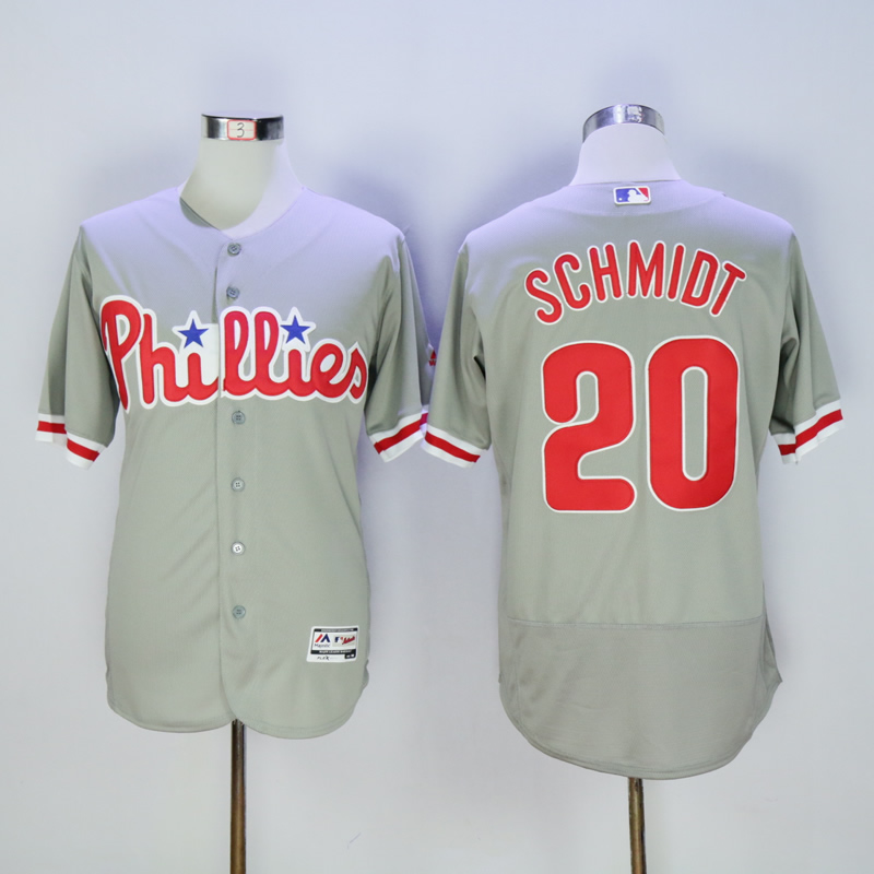 Men Philadelphia Phillies #20 Schmidt Grey Throwback MLB Jerseys->philadelphia phillies->MLB Jersey